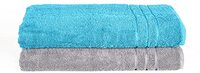 Komfortec Set van 2 saunahanddoeken 80x200 cm, 100% katoen, XXL-saunahanddoeken, saunahanddoek, zacht, groot, badstof, sneldrogend, zilvergrijs/turquoise