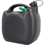 Jerrycan Brandstofjerrycan voor alle soorten brandstof, met VN-goedkeuring, inclusief schenktuit, kunststof, zwart, 10 l