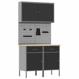 vidaXL Werkbank met laden, 5 stuks, zwart, van bois et acier
