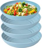 Plasticforte Rond bord/camping - 4x - diep bord - D19 x H4.5 cm - bleu - plastique - assiette à soupe - vaisselle incassable