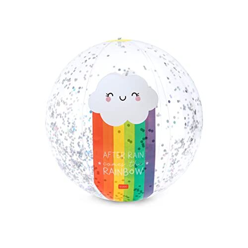 LEGAMI - Good Vibes opblaasbare bal, diameter 40 cm, van PVC, regenboogthema, met glitter, voor zee, zwembad, voor kinderen en volwassenen, strandspel, strandfeest, kleur, eenkleurig, BB007