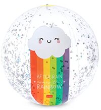 LEGAMI - Good Vibes opblaasbare bal, diameter 40 cm, van PVC, regenboogthema, met glitter, voor zee, zwembad, voor kinderen en volwassenen, strandspel, strandfeest, kleur, eenkleurig, BB007