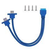 Niiyen USB3.0 Datakabel, USB3.0 19PIN NAAR 2AF Front Moederbord Panel Mount Kabel met Schroefgat Fit voor WinXP/2003/VISTA/2008/Win 7/WIN8 32/64(0,3 m)
