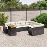 Maison Exclusive - Ensemble de jardin pour le jardin, composé de 10 pièces avec coussins, en polyrotin noir