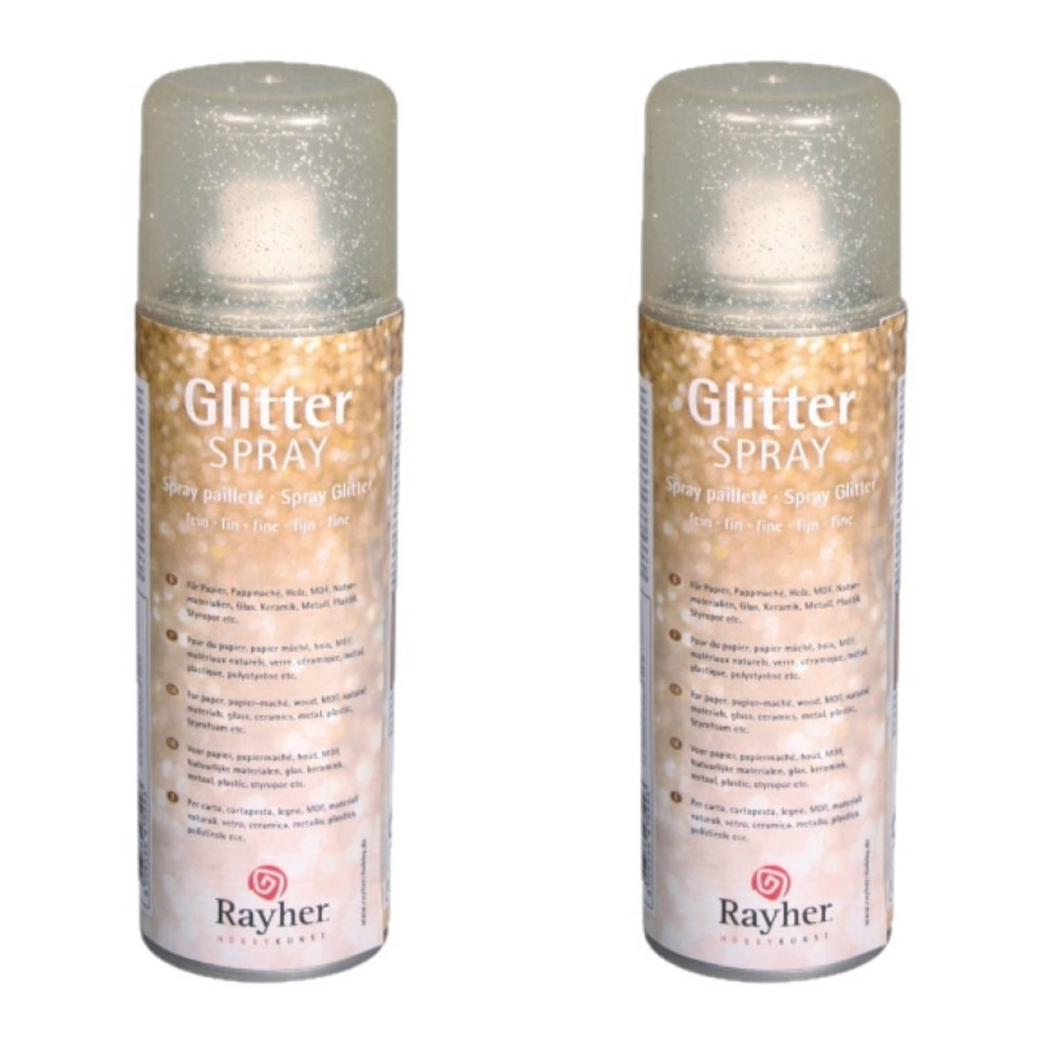 Rayher Hobby set van 2x stuks fijne glitterspray goud - hobbyverf