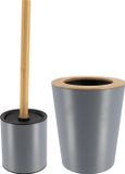 Tendance Badkamer accessoires set 2-delig - metaal/bamboe - grijs - stijlvol