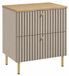 3xE living Meuble vasque 60 cm, cachemire/chêne clair, pieds dorés, Bello