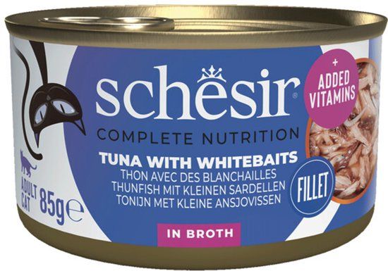 Schesir Complete & Balanced Kattenvoer Tonijn en Witvis in Boullion - 12 x 85 gr - Voordeelverpakking