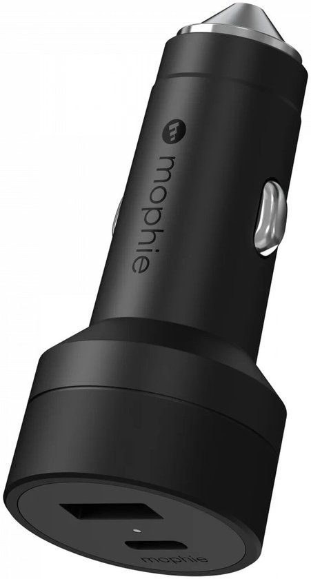 Mophie - Fast Charge - Auto Snellader - 42W - USB-C + USB-A Power Delivery (PD) - Quick Charge (QC) - Zwart