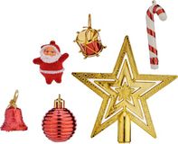 Krist kersthangers - 24x - rood/goud - 4 cm