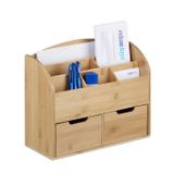 Relaxdays Bureau Organizer Bamboe - 6 Vakken - 2 Lades