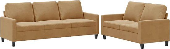 vidaXL 2-delige Loungeset met kussens fluweel bruin