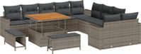 vidaXL Banc de jardin - Set - 13 pièces - Gris - Polyrattan