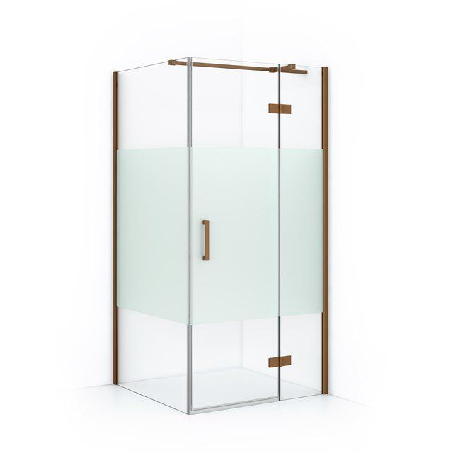 Maxaro Douchecabine Diamond 90x90cm 8mm Helder Veiligheidsglas met Matte Strook Koper