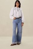 Sissy-Boy Lichtblauwe high waist wide leg jeans met omgeslagen pijpen