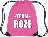 Bellatio Decorations Sportdag tasje - Team roze - opberg rugtas/ sporttas - 11 Liter - 45 x 34 cm