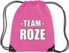 Bellatio Decorations Sportdag tasje - Team roze - opberg rugtas/ sporttas - 11 Liter - 45 x 34 cm