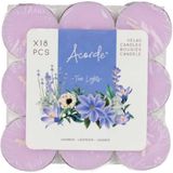 Atmosphera Acorde Theelichtjes - Lavendel Geur - 18x - Paars - Waxinelichtjes/Geurkaarsen - 3 Branduren
