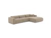 Canapé d'angle droit 5 places en tissu bouclette taupe
