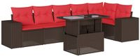 vidaXL 7-delige tuinbankset met kussens, bruin, polyrotan