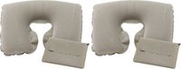 Merkloos / Sans marque Inspirion Gmbh Opblaasbaar nekkussen - 2x - grijs - PVC - 35 x 23 x 9 cm