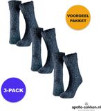 Apollo - Wollen Huissokken Unisex - 3-Pack Voordeel - Blauw - Maat 35/38