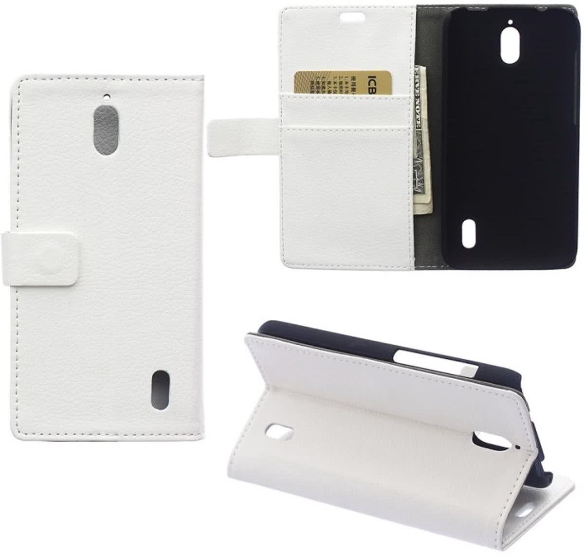 Litchi Cover wallet case hoesje Huawei Y5 Y560 wit
