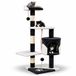 belviona Chat poteau griffoir 112 cm, avec niche, plateformes, sisal & balles, noir/blanc