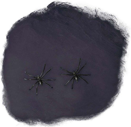 Guirca Spinnenweb/spinrag met spinnen - 60 gram - zwart - Halloween/horror thema versiering