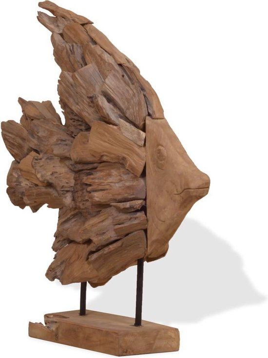 vidaXL Vissenbeeld 40x12x57 cm teakhout