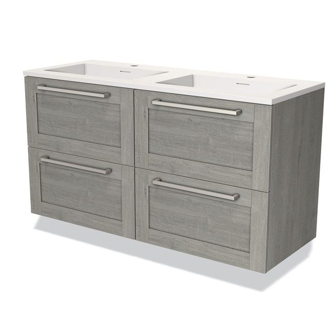 Maxaro Badkamermeubel 120cm Modulo Grijs Eiken 4 Lades Kader Wastafel Solid Surface