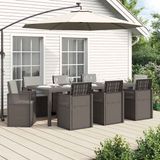 vidaXL Tuin Eettafel Set met Kussen 9 pcs Lichtgrijs PP