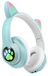 Avizar, Casque Bluetooth pour enfants avec oreilles de chat lumineuses RVB, menthe verte