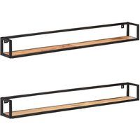 vidaXL 2x Bois d'Acacia Massif Etagères Murales Etagères Suspendues Etagères Flottantes Supports Muraux Salon Salle de Séjour Intérieur 160 cm