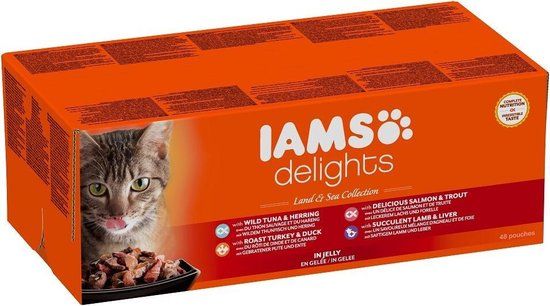 Iams Delights Land & Sea Collection Jelly - Kat - Natvoer - 48 x 85 gr