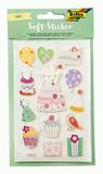 folia 19304 - Soft - Stickerparty, hoogwaardige stickers van schuim met hete folie-afwerking, 48 gesorteerde stickers, ideaal voor het versieren van wenskaarten, knutselwerk en scrapbooking