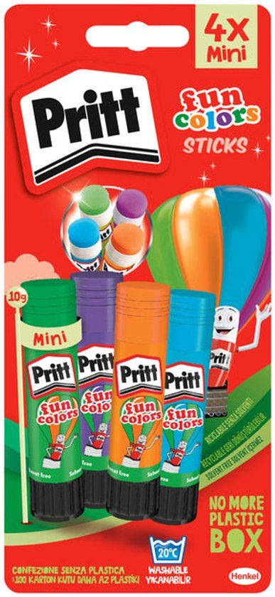 Pritt Lijmstift Fun Colors Blister 4 Stuks 10gr