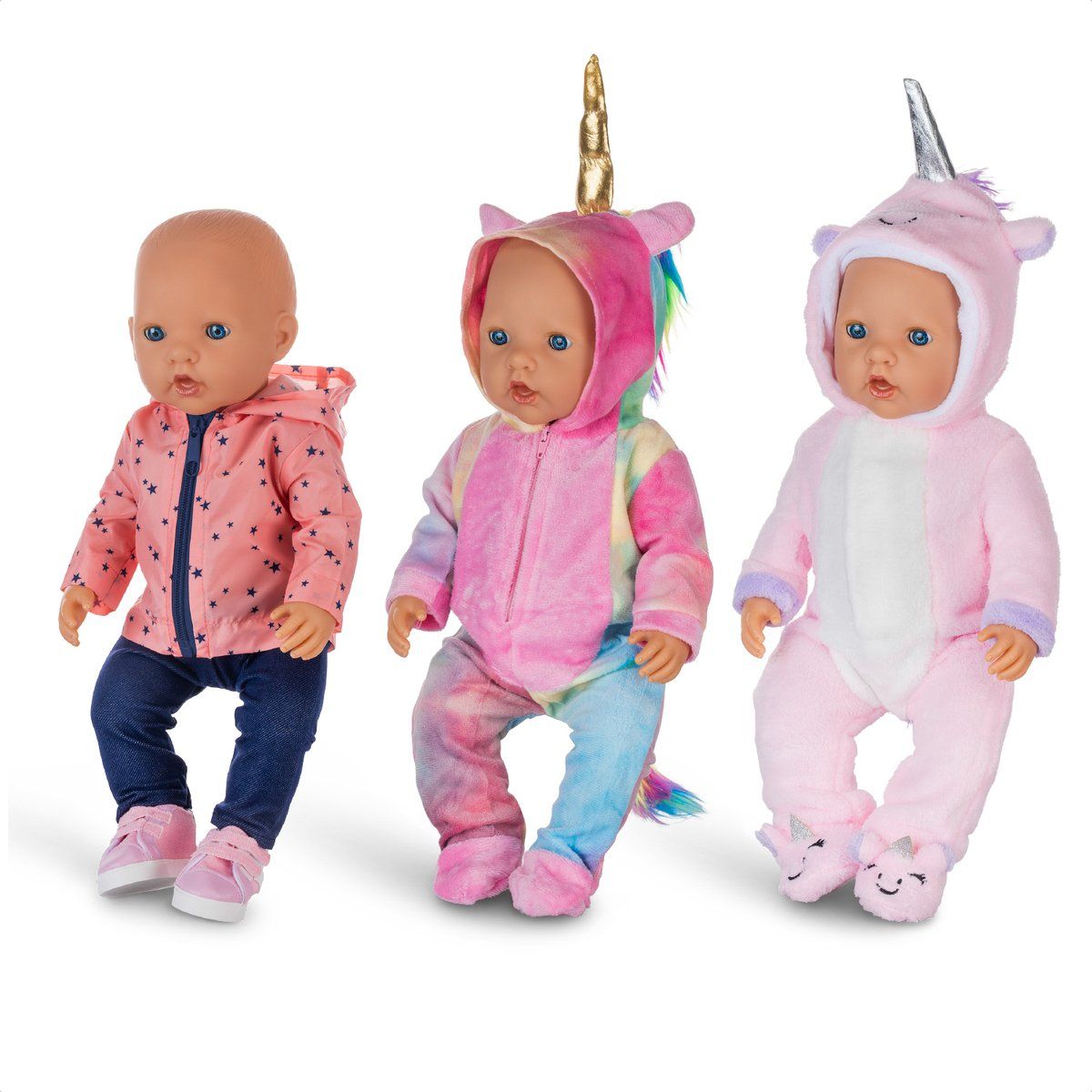 Isa's Friends® - Poppenkleding - Setje 3 outfits - Kleertjes geschikt voor o.a. BABY born - 43 cm - Geschenkverpakking