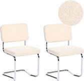 Beliani IRWIN Eetkamerstoel set van 2 Lichtbeige Bouclé