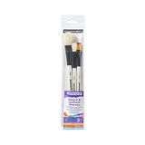 Daler-Rowney Graduate Aquarel Synthetisch & Geitenhaarborstel Portemonnee Set, 3 verschillende borstels met korte steel (ovaal Mop en platte was), ideaal voor studenten
