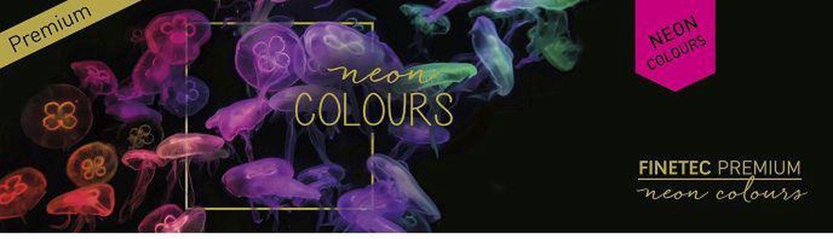 Finetec FN9000 Metalen verfdoos, 6 premium neon-aquarelkleuren