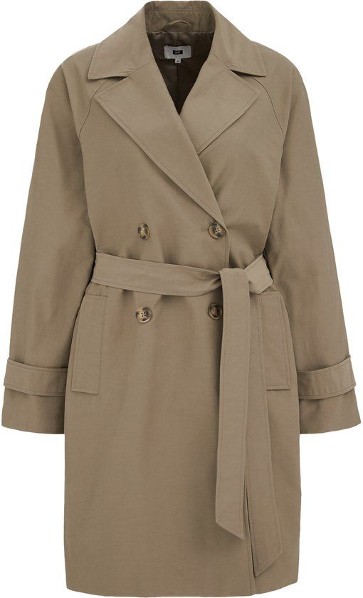 WE Fashion Dames Trenchcoat Katoen Polyester Taupe XS