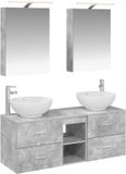 vidaXL Badkamermeubel Set 5 stuks Betongrijs Bewerkt hout en glas