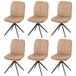 HWC-M68 Set van 6 eetkamerstoelen, keukenstoel fauteuil, draaibare autostand, metaal stof/textiel ~ beige