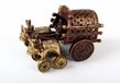 Chariot de bœuf en cuivre avec roues roulantes, un cadeau de l'Inde