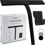 SEVANTE Douchewisser 23 cm - Siliconen Raamwisser - Badkameraccessoires - Douchewisser met houder - Wisser voor douche, glas en spiegel - Douchecabinewisser - Zwart