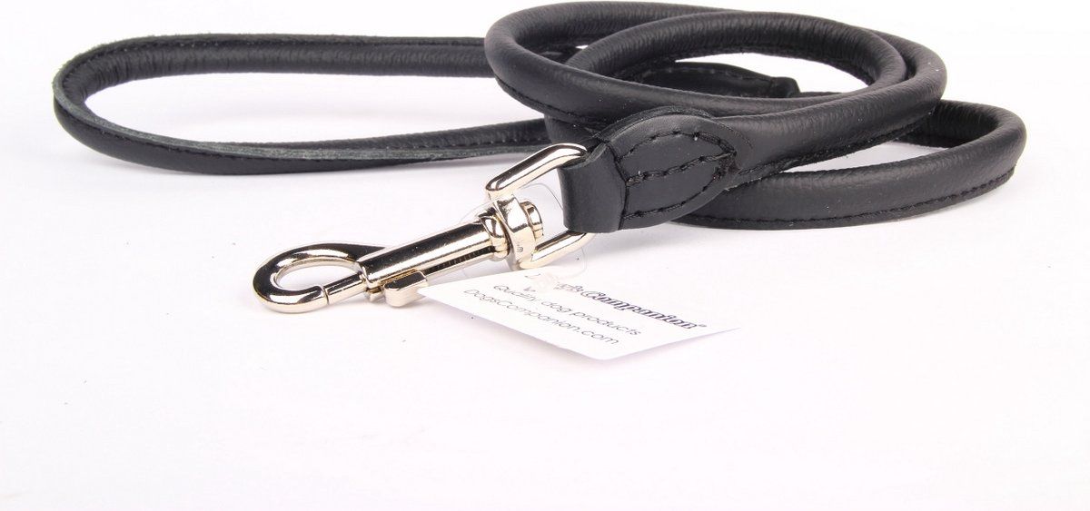 Dog's Companion - Leren Hondenriem - 120 cm x 12 mm - Zwart