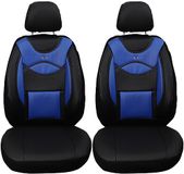 BREMER SITZBEZÜGE Set van 2 autostoelhoezen, kunstleer, op maat, compatibel met Renault Trafic 2 voor bestuurder en passagier vanaf 2001-2014, textielleer, zwart/blauw (D106)