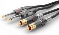 Sommer Cable HBA-62C2-0150 Jackplug / Cinch Audio Aansluitkabel [2x Jackplug male 6,3 mm (mono) - 2x Cinch-stekker] 1.50 m Zwart