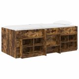 vidaXL Loft Bed Frame met Kast 3 st Gerookt eiken Bewerkt hout
